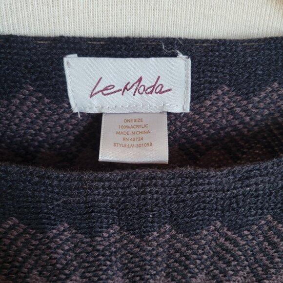 Le Moda Women's Zig Geometric Fringe Multi-colored Poncho (Size: One Size) - Picture 2 of 12